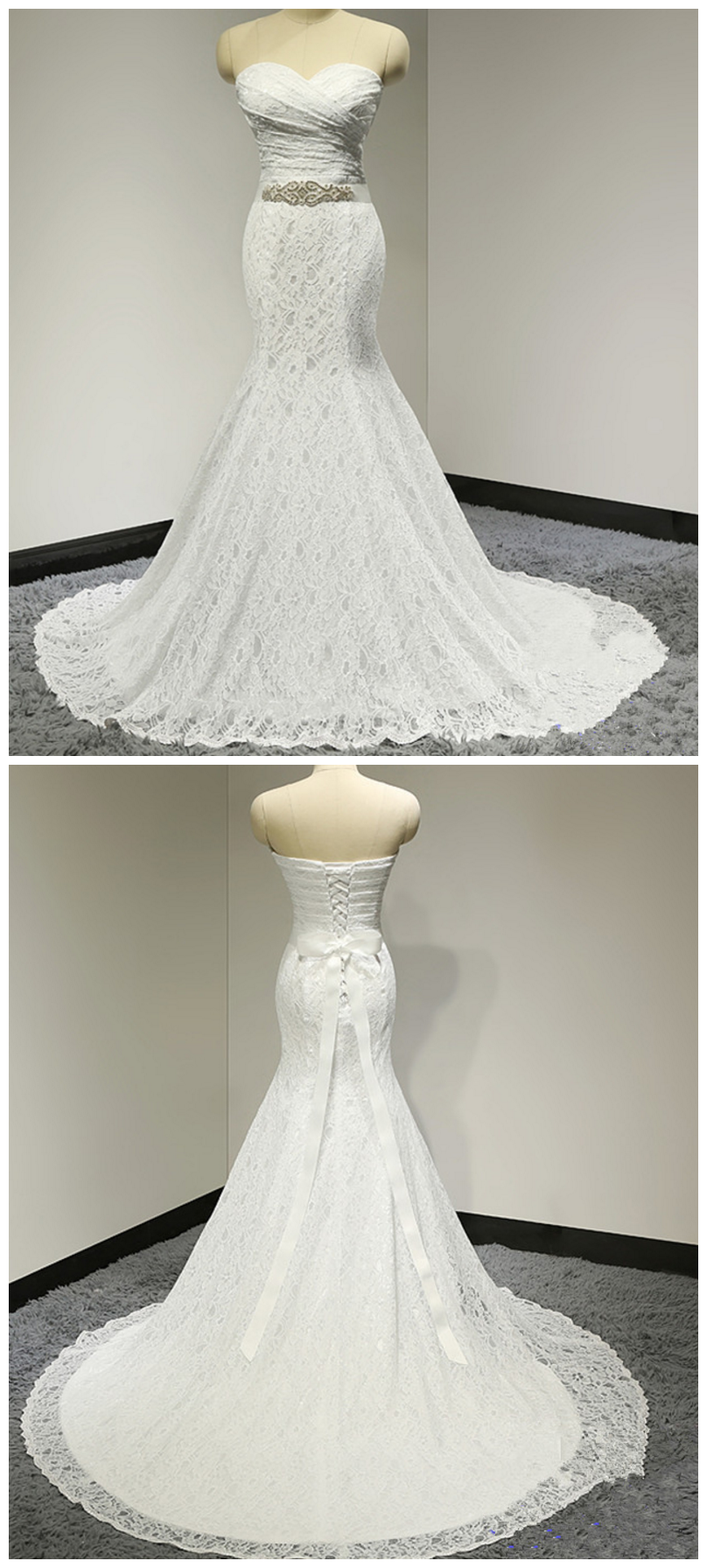 Wedding Dresses Real Photos White Lace Cheap, Mermaid Wedding Dress