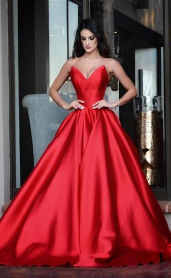 Red A-line Long Prom Dress,Pretty Sleeveless Prom Dress,Formal Evening ...
