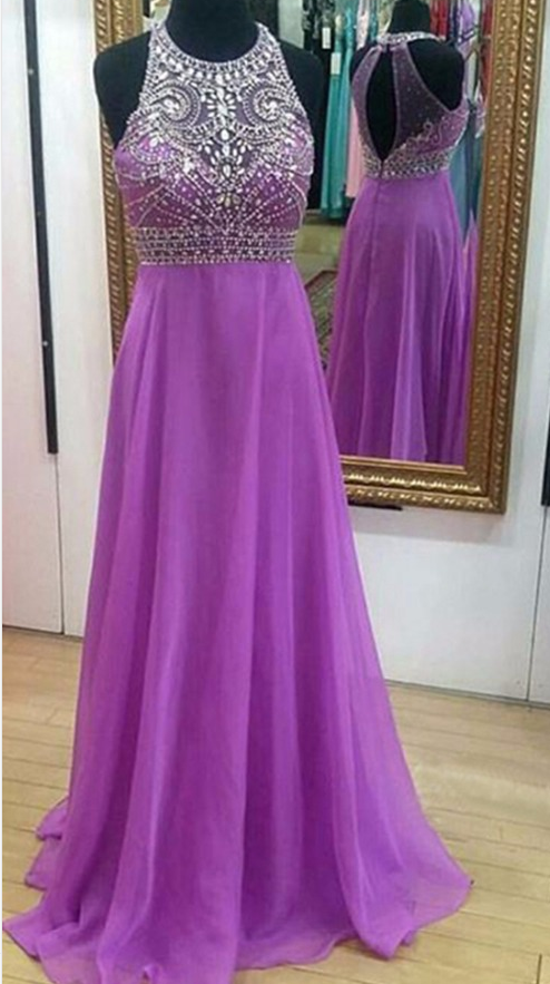 Keyhole Back Prom Dress With Beading, Evening Dress,prom Dresses,long ...