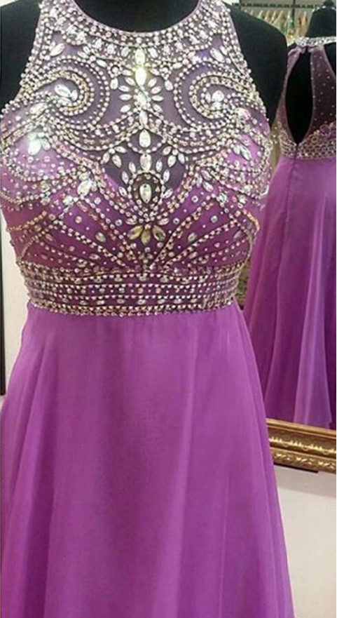 Keyhole Back Prom Dress With Beading, Evening Dress,Prom Dresses,Long ...