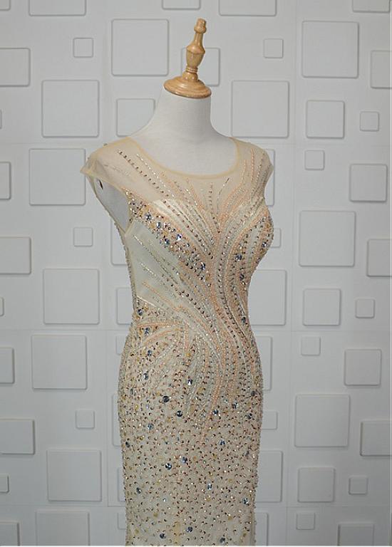 Mermaid Scoop Satin Beadings Prom Dress LBQ4332