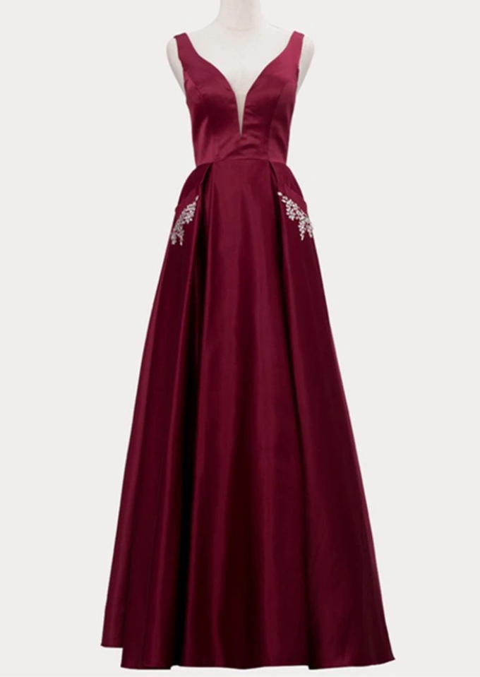 Prom Dresses,v Neck Formal Evening Dress Long Beaded A Line Robe De ...