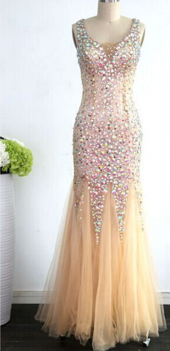 Champagne Mermaid Evening Dress 2024 Long Formal Prom Gowns   fg4577 main image 1