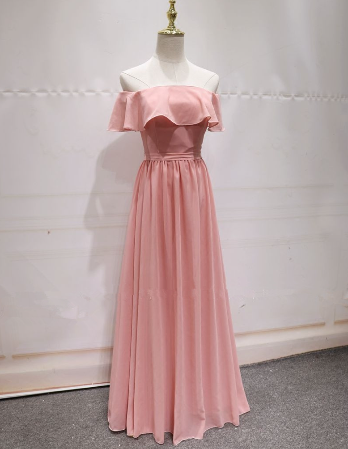 Off Shoulder Chiffon Prom Dress with Slit SYP170 main image 0