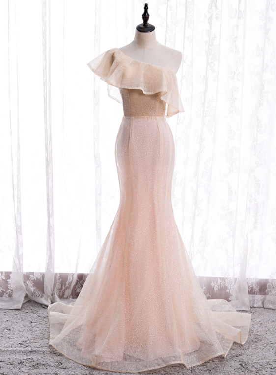 Prom Dresses,Sexy Sloping Shoulder Fishtail Evening Dresses, Highend